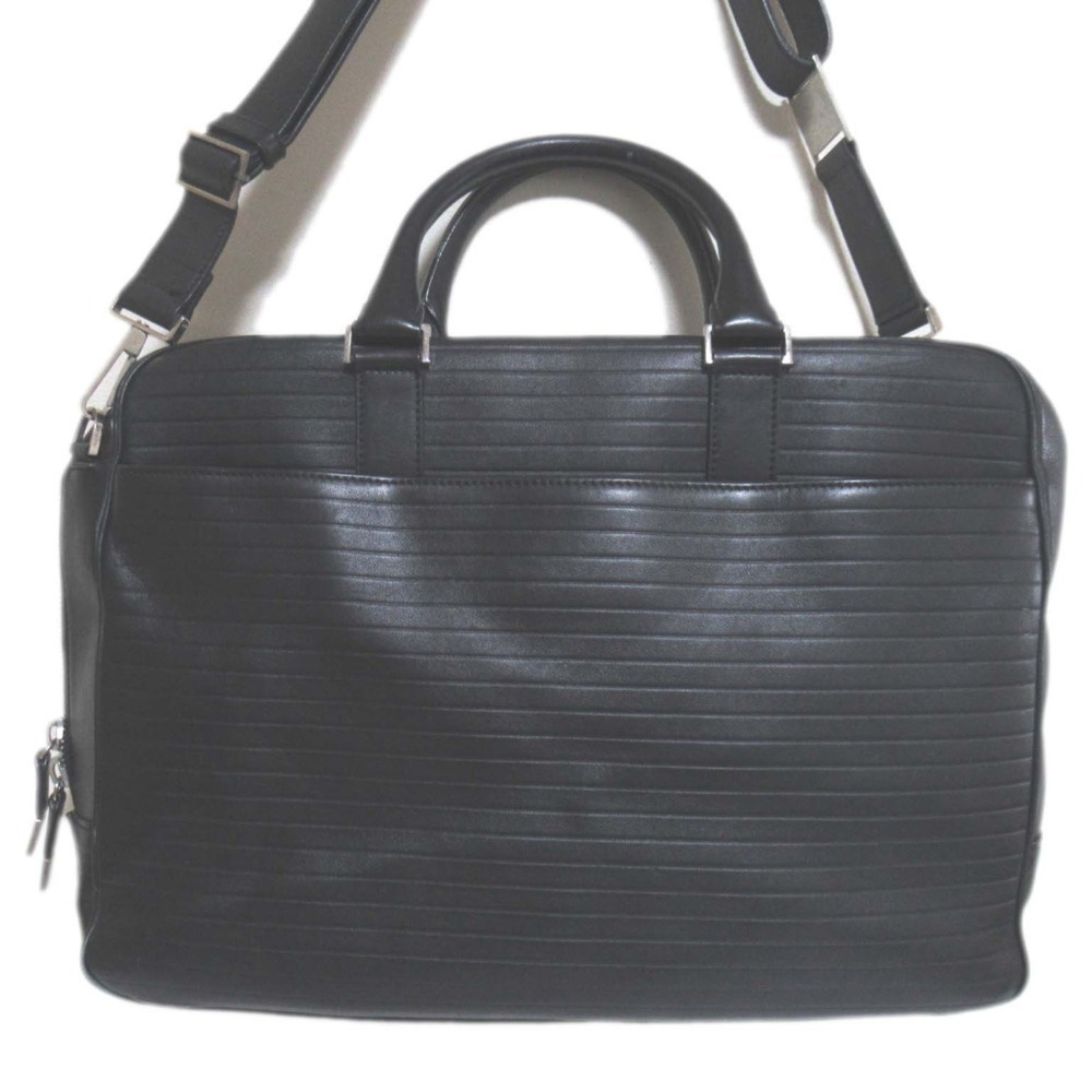 DIOR HOMME Leather Briefcase Business Bag with PC Pocket, Black, Men's